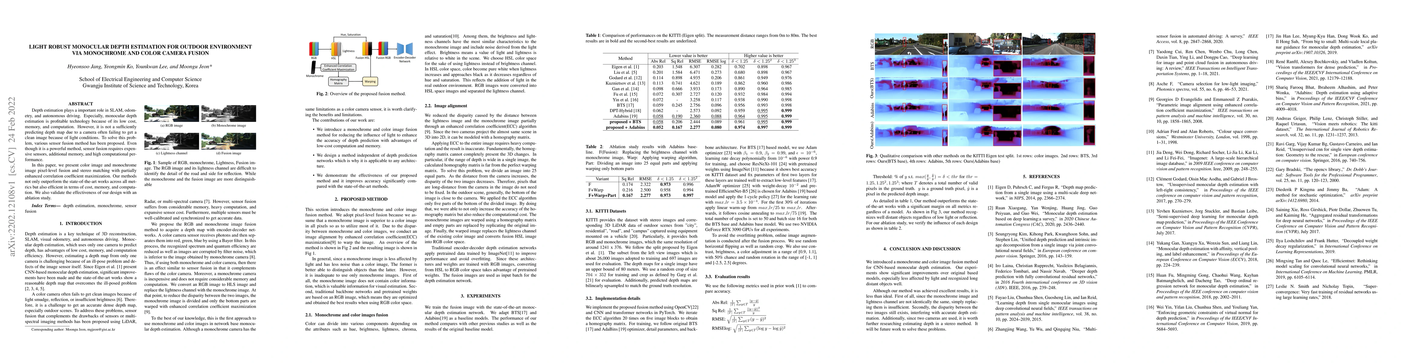 Thumbnail for Light Robust Monocular Depth Estimation For Outdoor Environment Via
  Monochrome And Color Camera Fusion