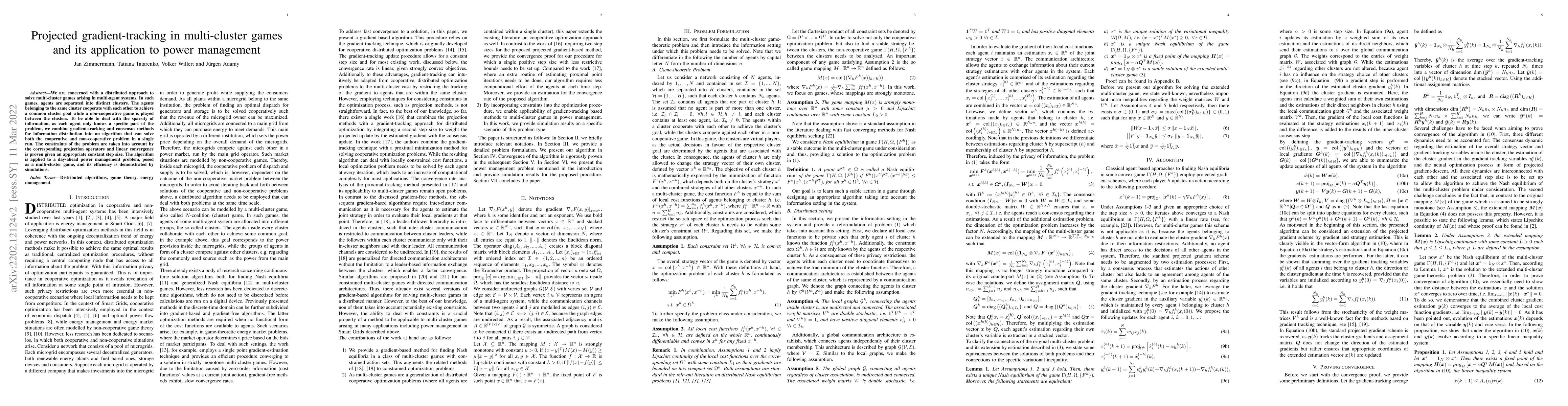 Thumbnail for Projected gradient-tracking in multi-cluster games and its application
  to power management