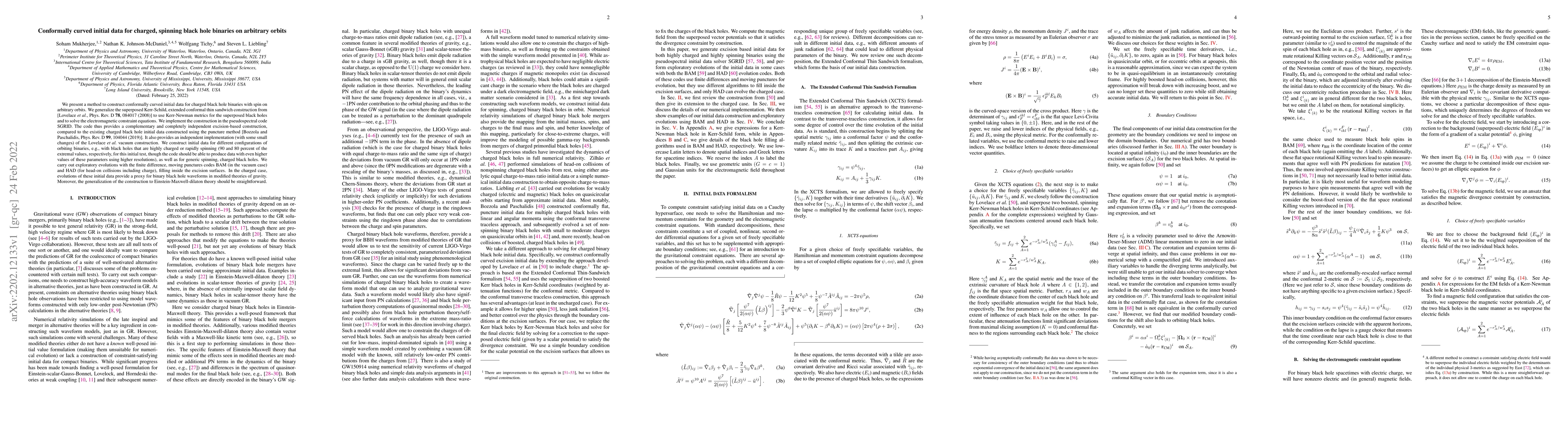 Thumbnail for Conformally curved initial data for charged, spinning black hole
  binaries on arbitrary orbits
