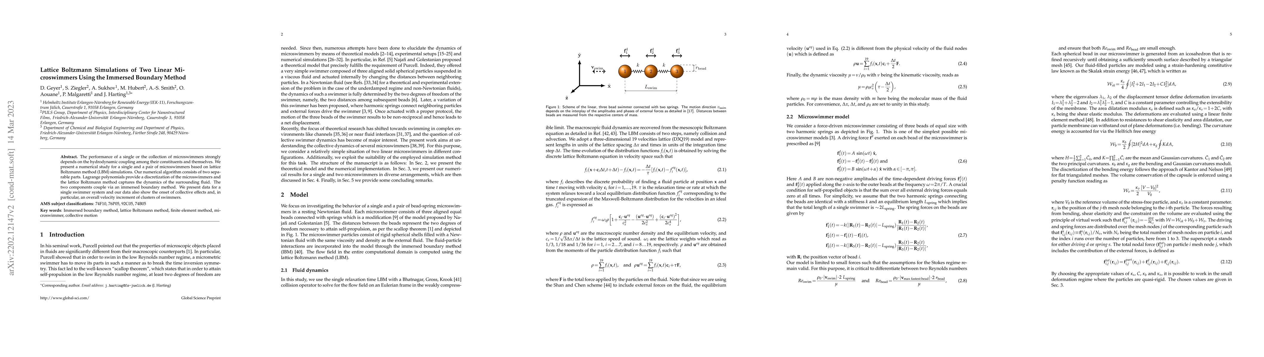 Thumbnail for Lattice Boltzmann simulations of two linear microswimmers using the
  immersed boundary method