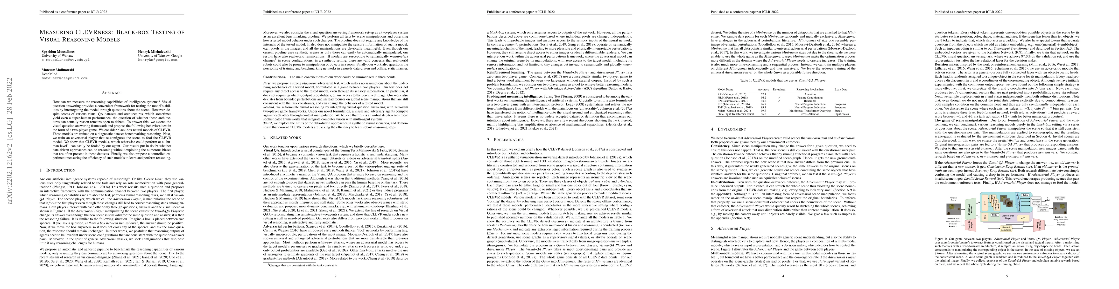 Thumbnail for Measuring CLEVRness: Blackbox testing of Visual Reasoning Models
