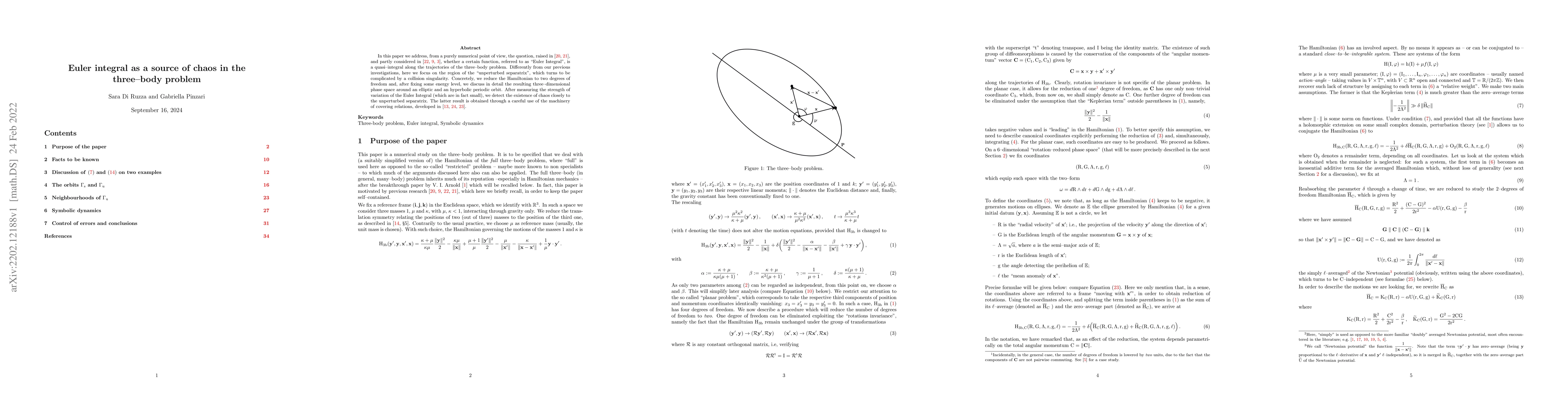 Thumbnail for Euler integral as a source of chaos in the three-body problem