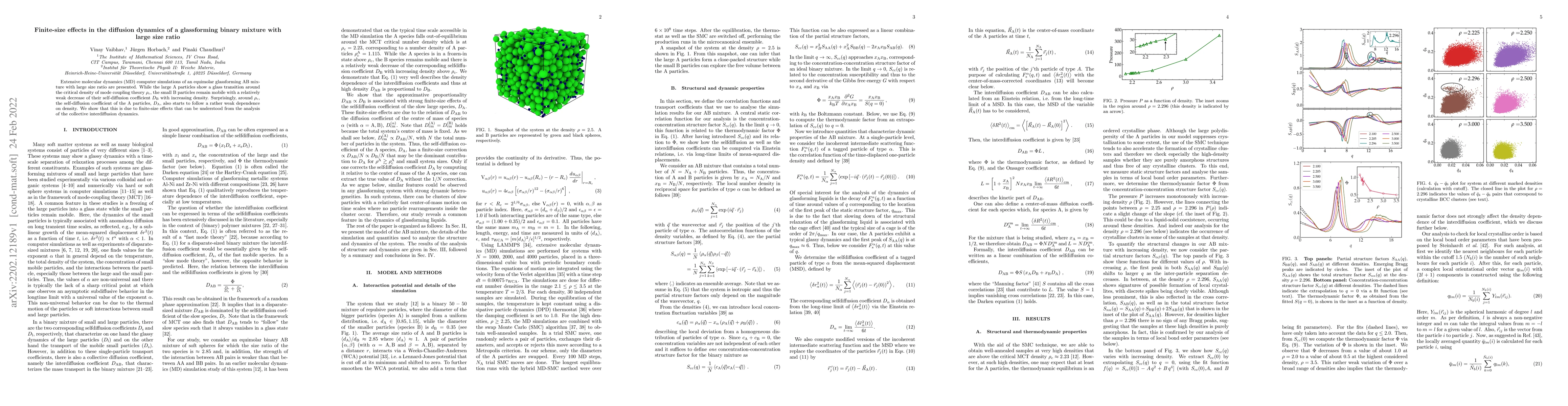 Thumbnail for Finite-size effects in the diffusion dynamics of a glass-forming binary
  mixture with large size ratio