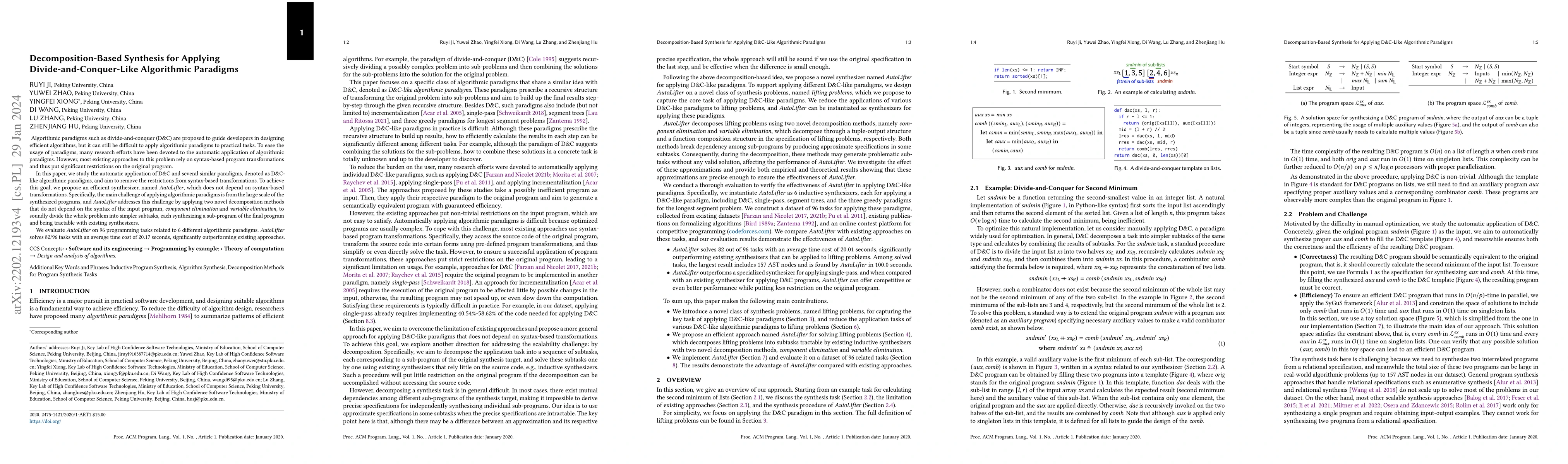 Thumbnail for Decomposition-Based Synthesis for Applying Divide-and-Conquer-Like
  Algorithmic Paradigms