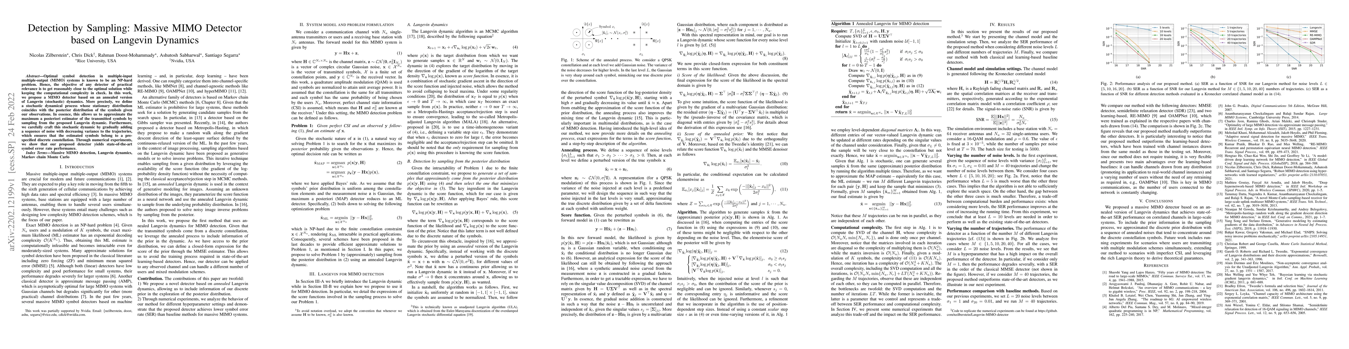 Thumbnail for Detection by Sampling: Massive MIMO Detector based on Langevin Dynamics