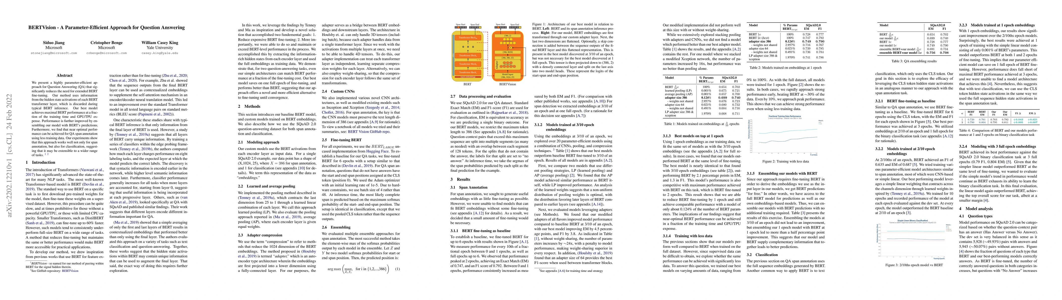 Thumbnail for BERTVision -- A Parameter-Efficient Approach for Question Answering