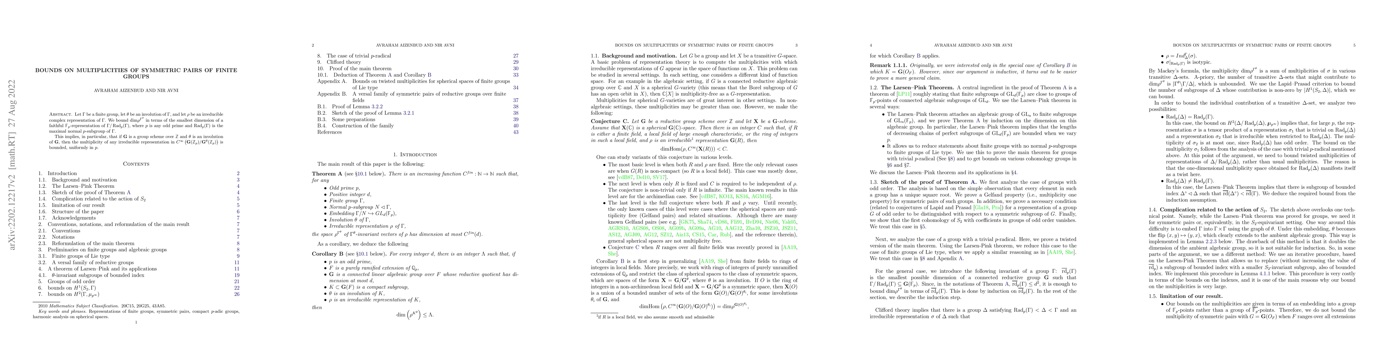 Thumbnail for Bounds on multiplicities of symmetric pairs of finite groups