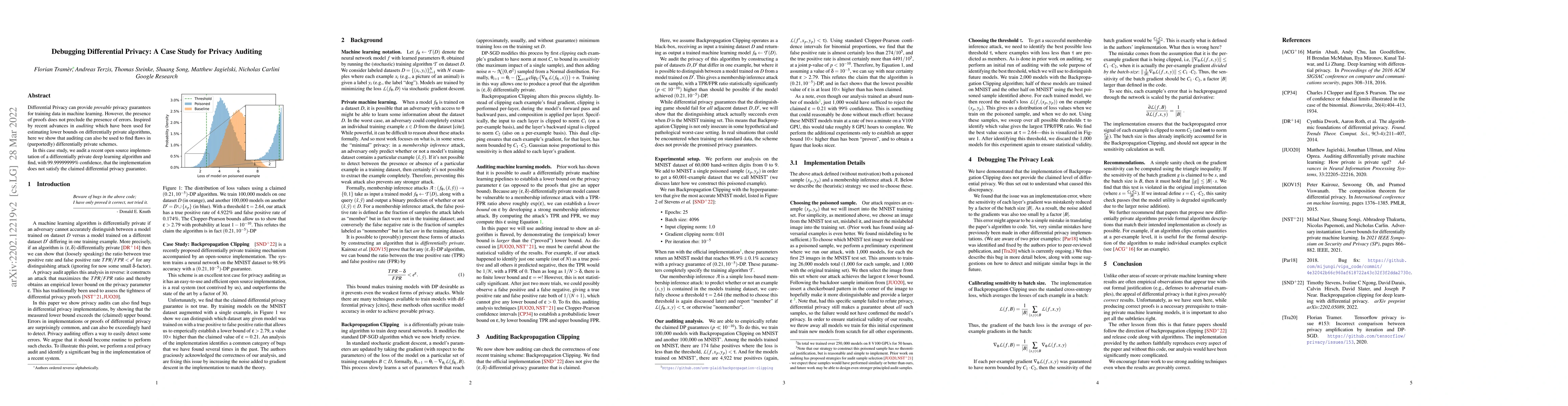 Thumbnail for Debugging Differential Privacy: A Case Study for Privacy Auditing