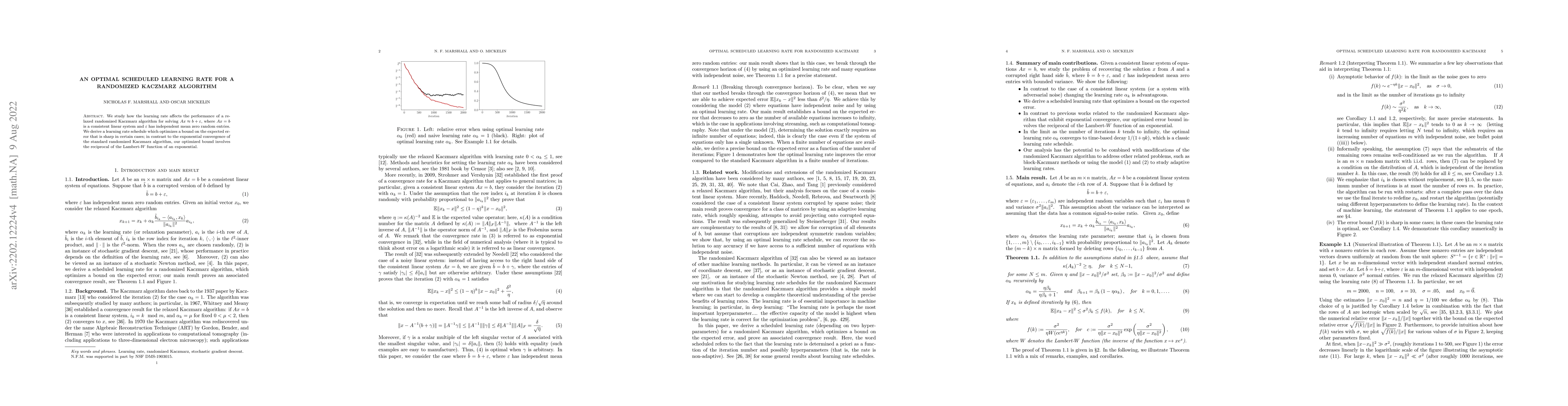 Thumbnail for An optimal scheduled learning rate for a randomized Kaczmarz algorithm