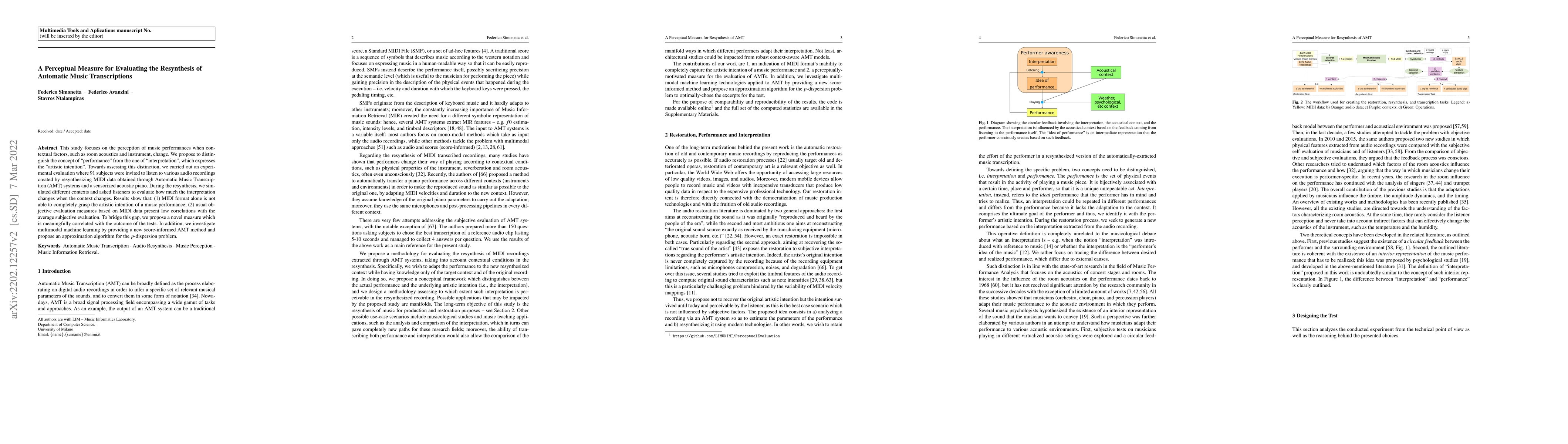 Thumbnail for A Perceptual Measure for Evaluating the Resynthesis of Automatic Music
  Transcriptions