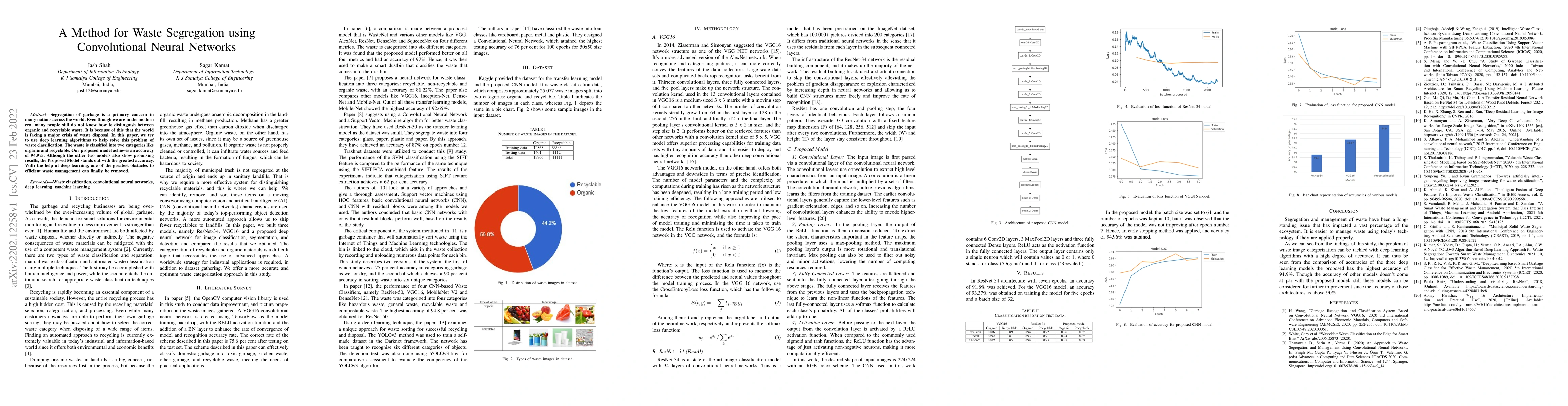 Thumbnail for A Method for Waste Segregation using Convolutional Neural Networks