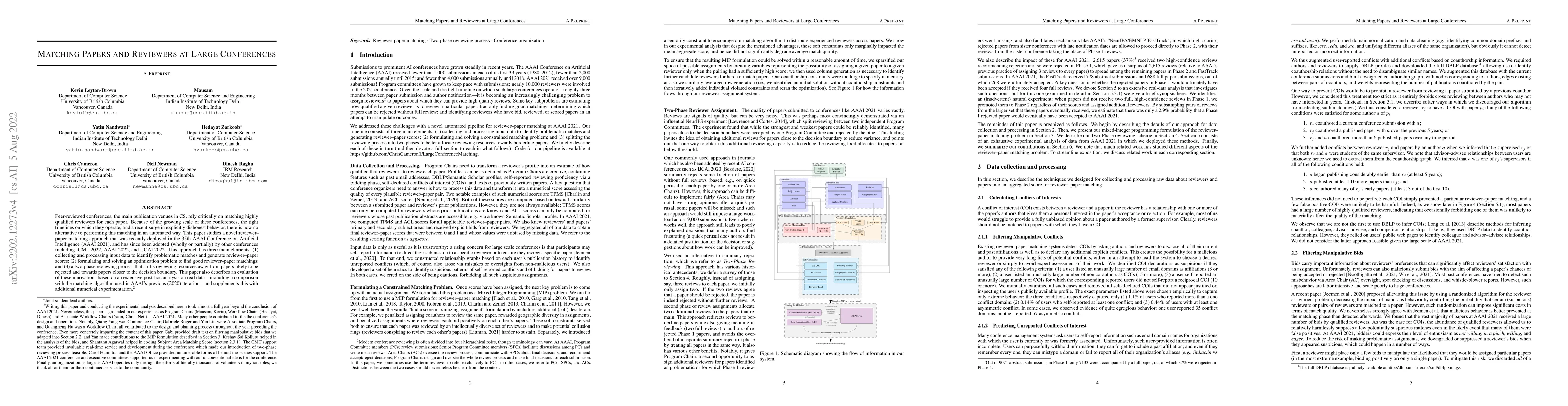 Thumbnail for Matching Papers and Reviewers at Large Conferences