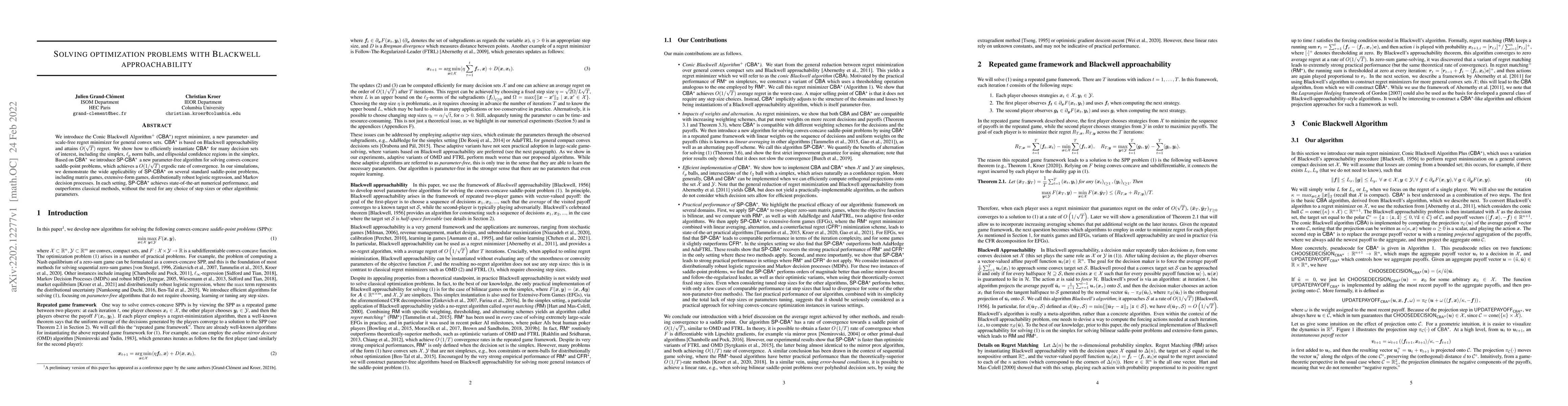 Thumbnail for Solving optimization problems with Blackwell approachability
