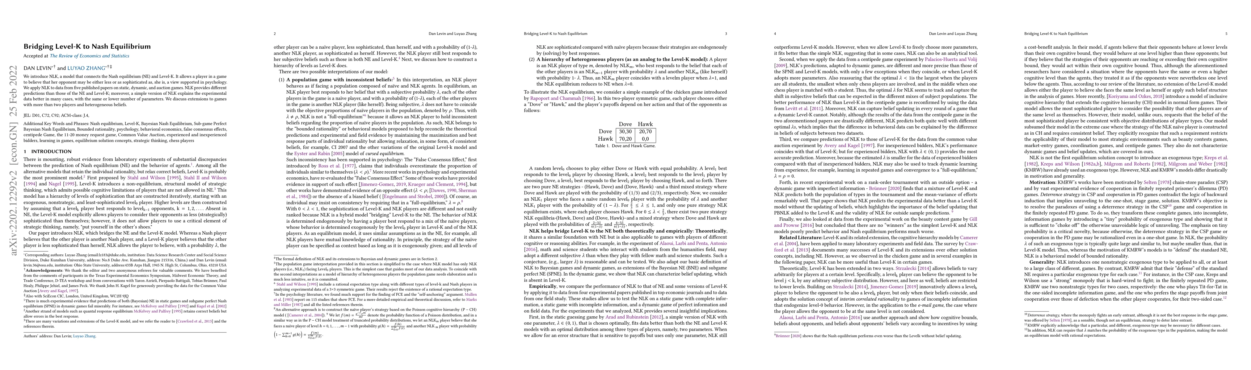 Thumbnail for Bridging Level-K to Nash Equilibrium