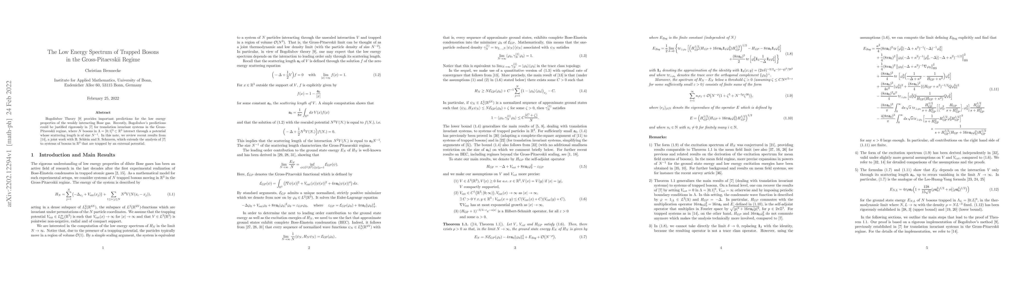 Thumbnail for The Low Energy Spectrum of Trapped Bosons in the Gross-Pitaevskii Regime