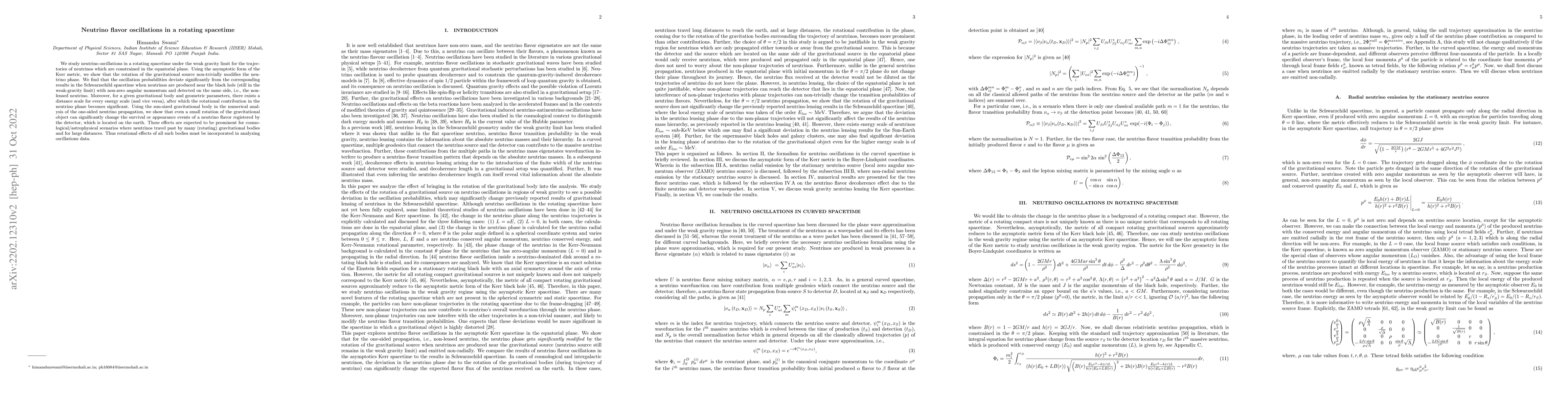 Thumbnail for Neutrino flavor oscillations in a rotating spacetime