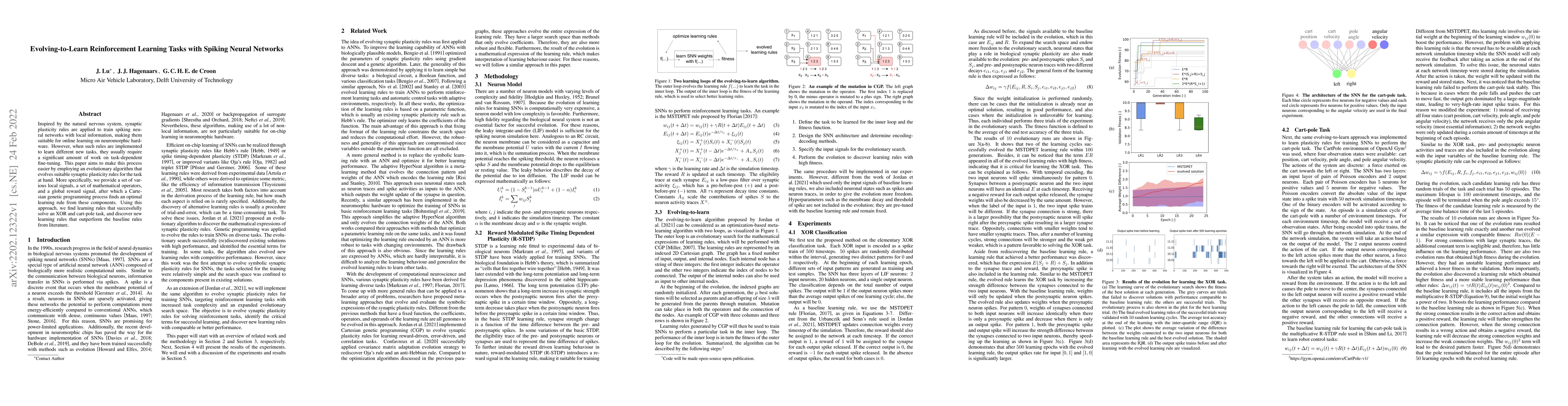 Thumbnail for Evolving-to-Learn Reinforcement Learning Tasks with Spiking Neural
  Networks