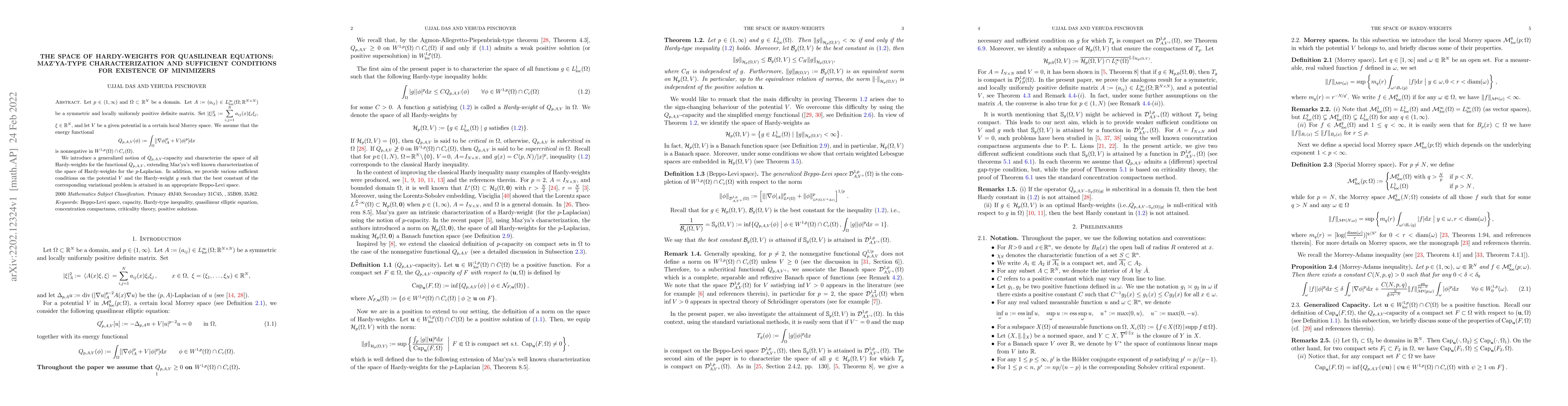 Thumbnail for The space of Hardy-weights for quasilinear equations: Maz'ya-type
  characterization and sufficient conditions for existence of minimizers