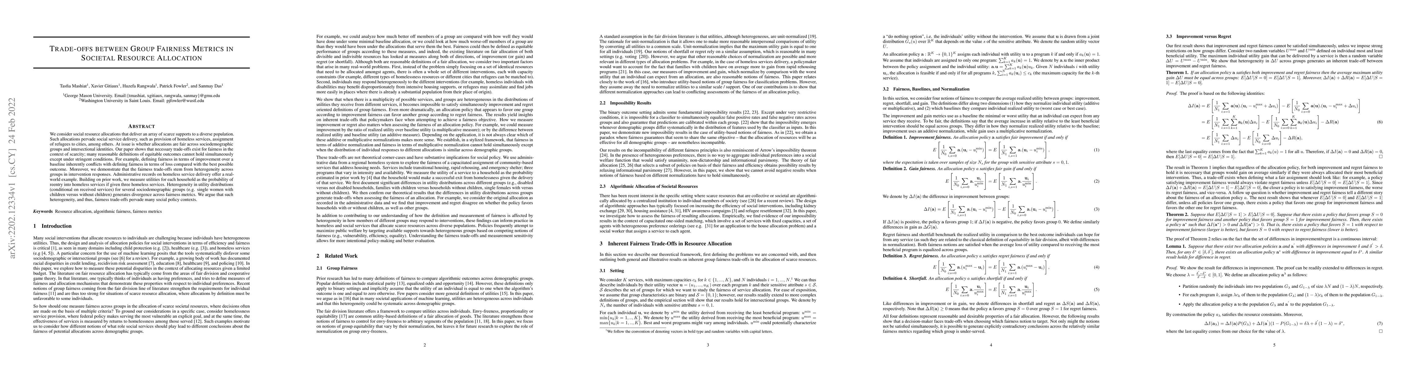 Thumbnail for Trade-offs between Group Fairness Metrics in Societal Resource
  Allocation