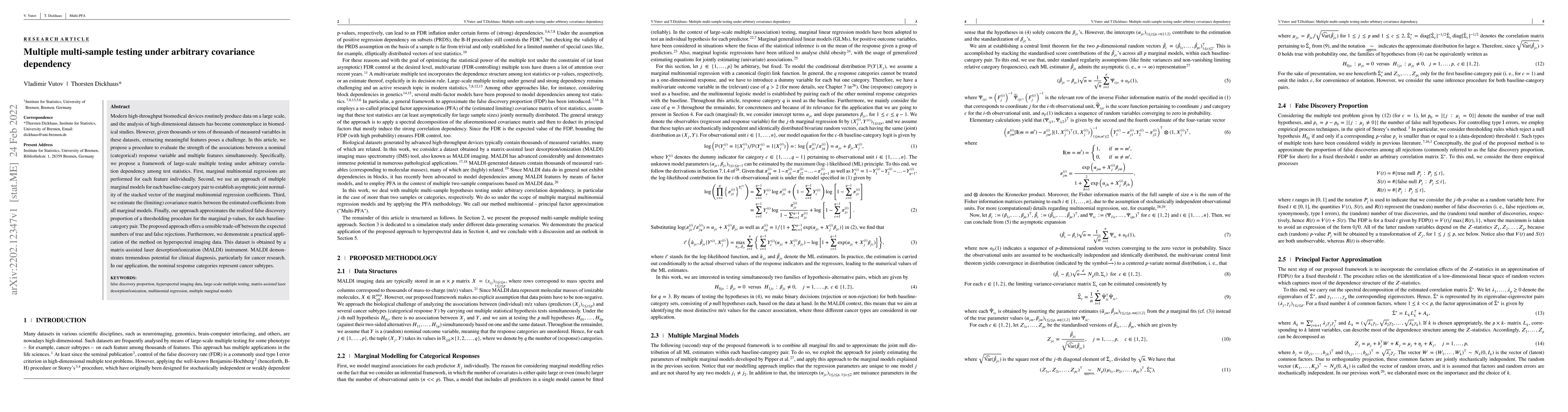 Thumbnail for Multiple multi-sample testing under arbitrary covariance dependency