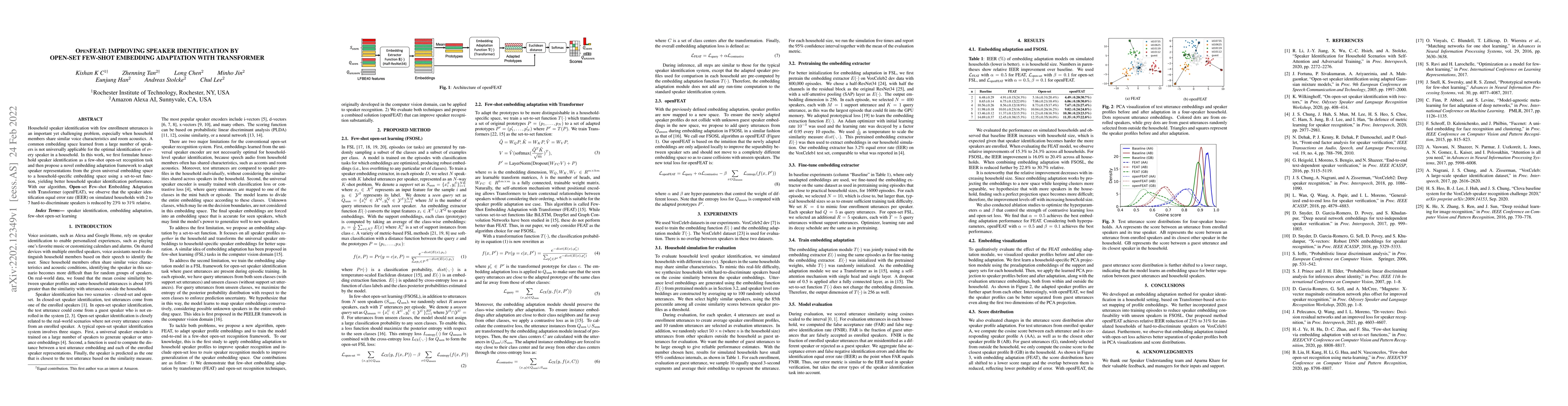 Thumbnail for openFEAT: Improving Speaker Identification by Open-set Few-shot
  Embedding Adaptation with Transformer