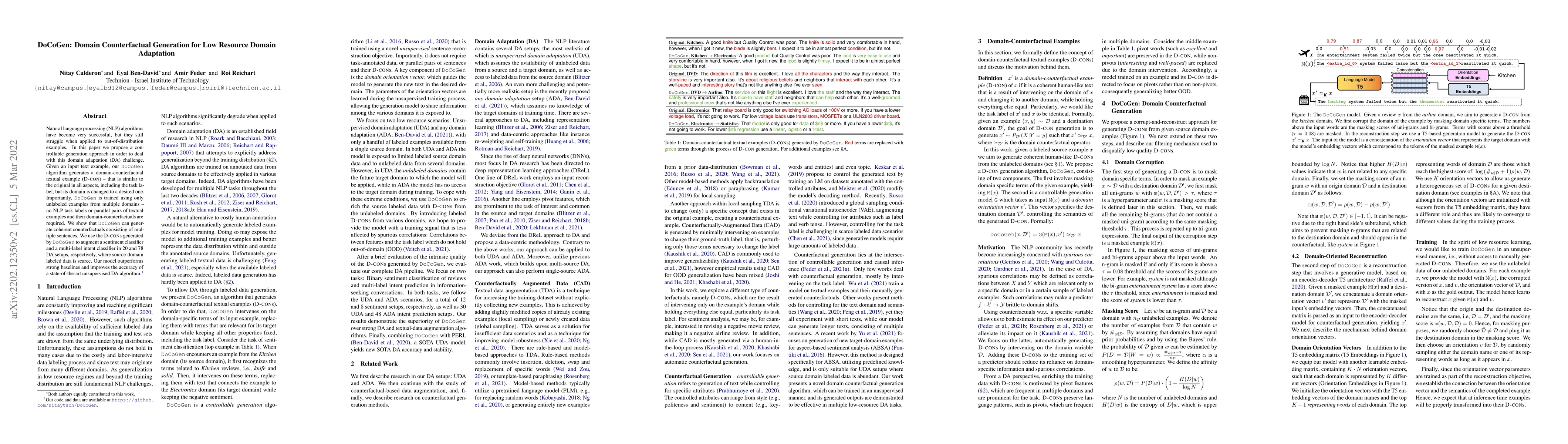 Thumbnail for DoCoGen: Domain Counterfactual Generation for Low Resource Domain
  Adaptation