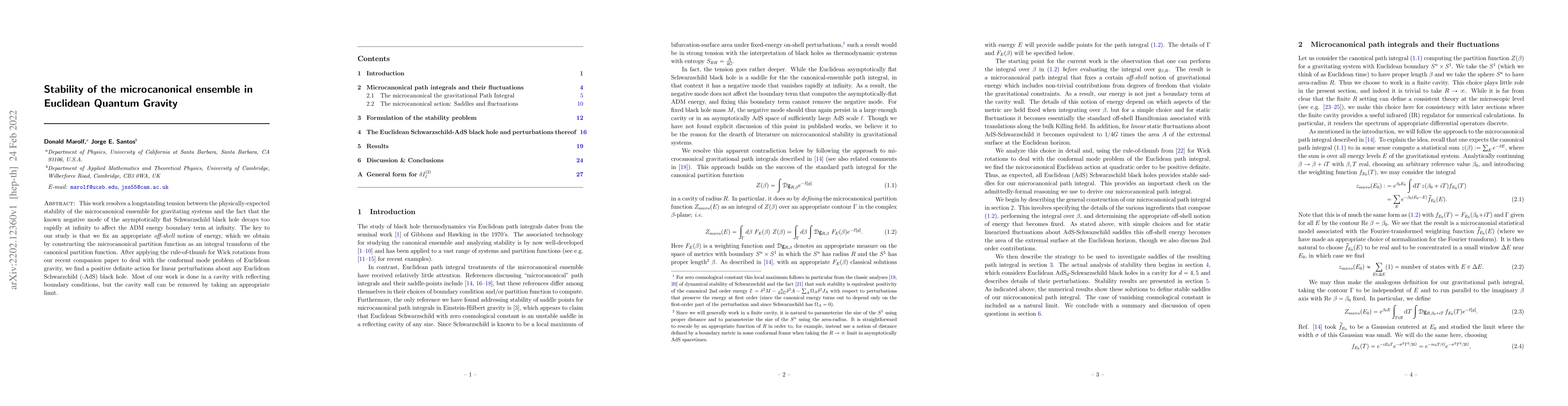 Thumbnail for Stability of the microcanonical ensemble in Euclidean Quantum Gravity