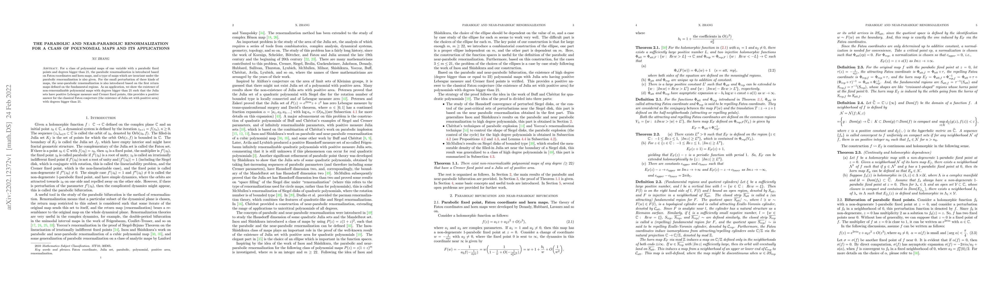 Thumbnail for The parabolic and near-parabolic renormalization for a class of
  polynomial maps and its applications