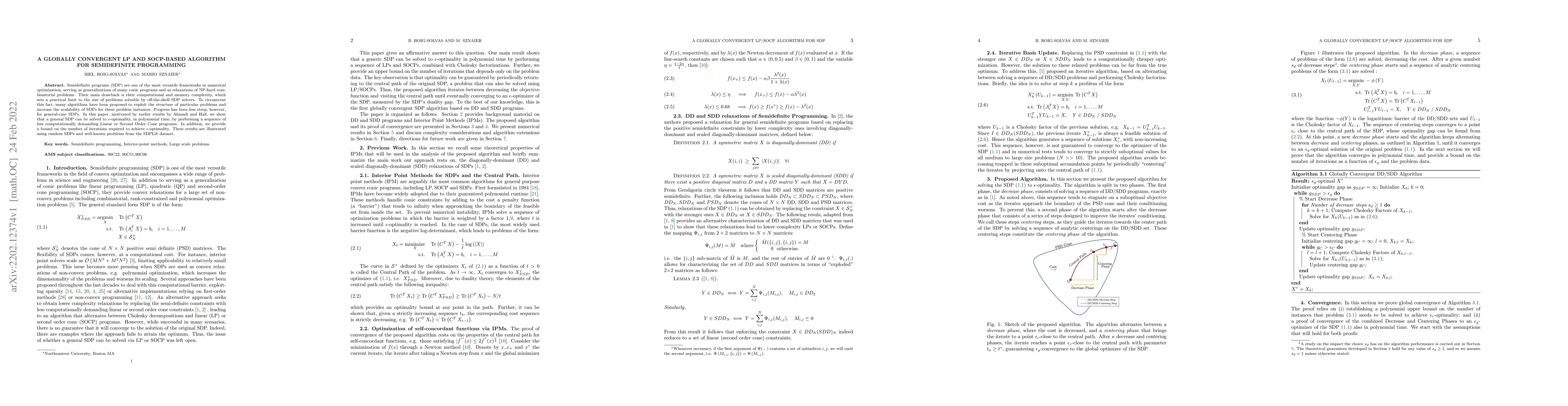 Thumbnail for A Globally Convergent LP and SOCP-based algorithm for Semidefinite
  Programming