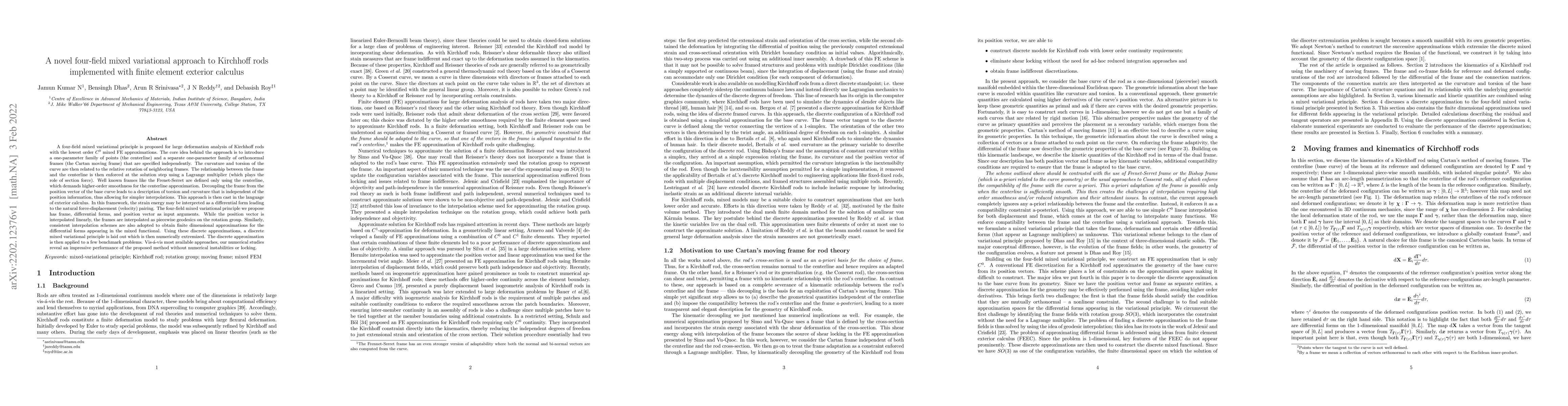 Thumbnail for A novel four-field mixed variational approach to Kirchhoff rods
  implemented with finite element exterior calculus