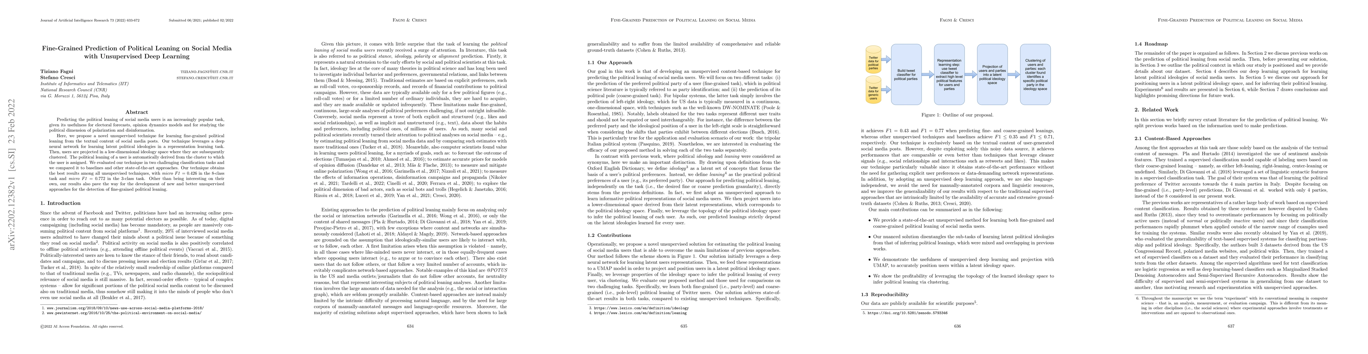 Thumbnail for Fine-Grained Prediction of Political Leaning on Social Media with
  Unsupervised Deep Learning