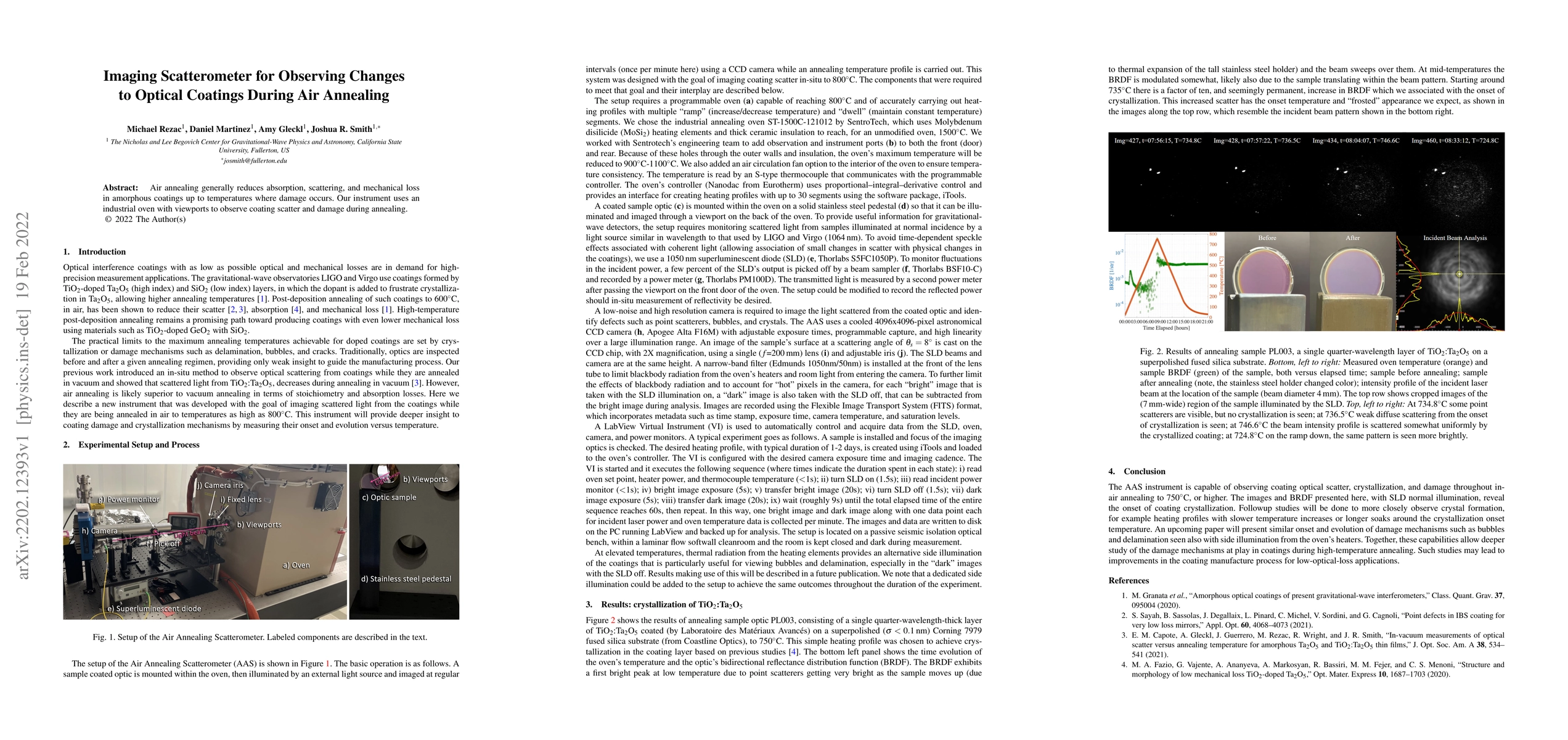Thumbnail for Imaging Scatterometer for Observing Changes to Optical Coatings During
  Air Annealing