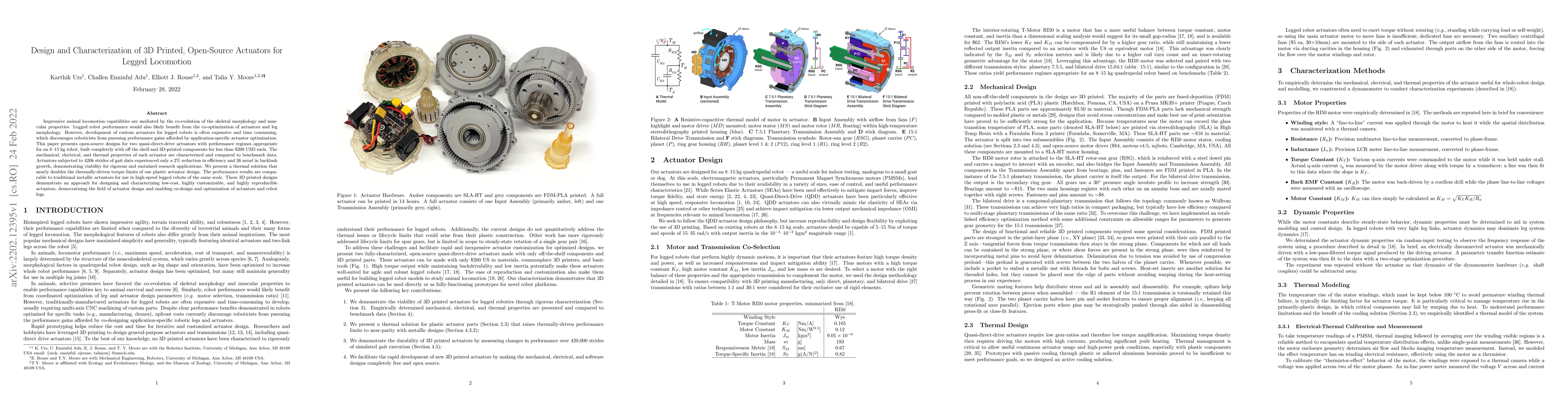 Thumbnail for Design and Characterization of 3D Printed, Open-Source Actuators for
  Legged Locomotion