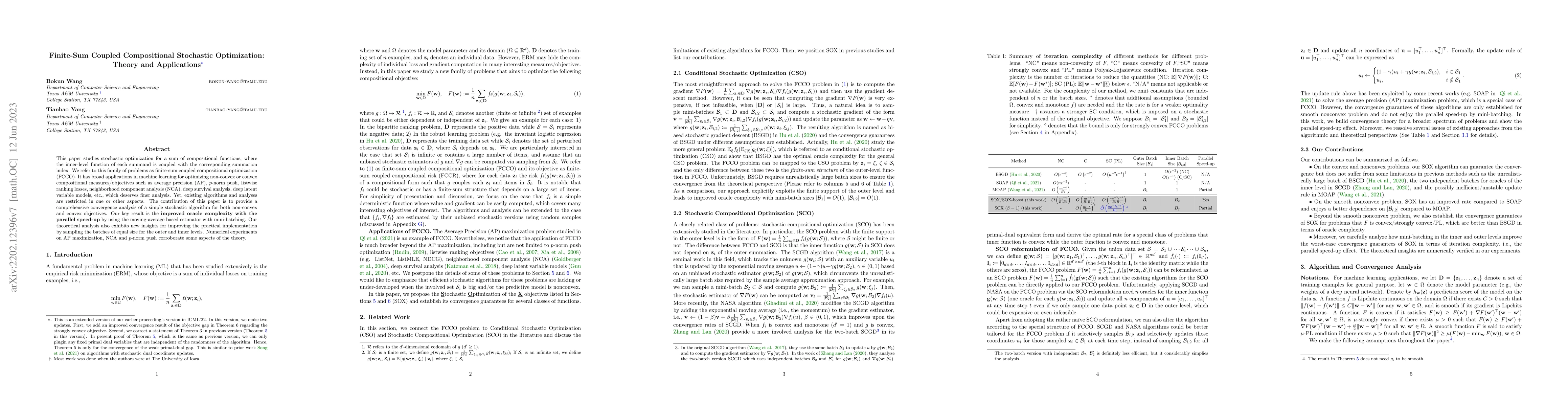 Thumbnail for Finite-Sum Coupled Compositional Stochastic Optimization: Theory and
  Applications