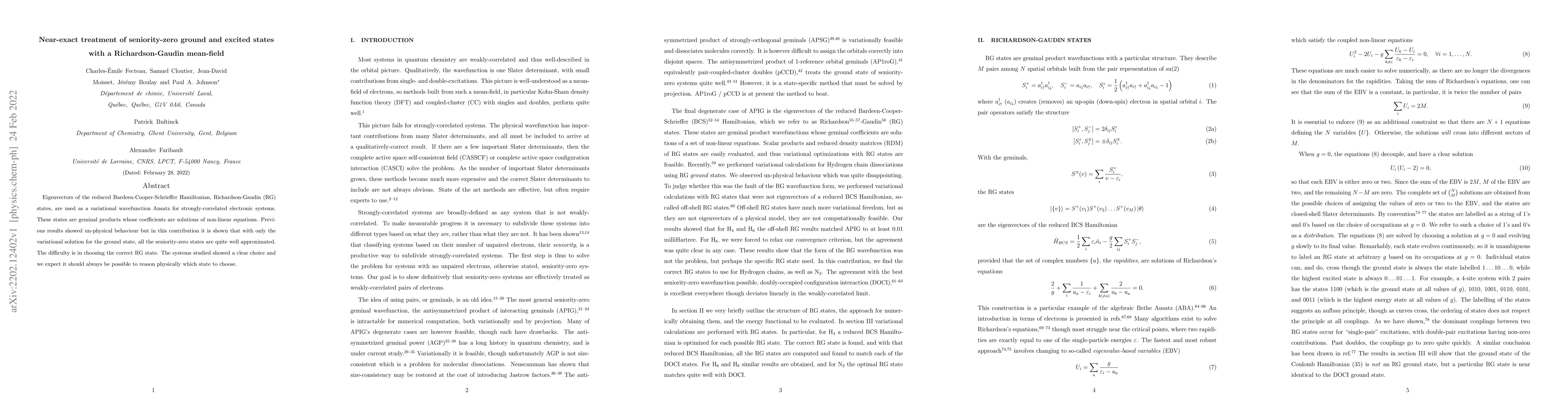 Thumbnail for Near-exact treatment of seniority-zero ground and excited states with a
  Richardson-Gaudin mean-field