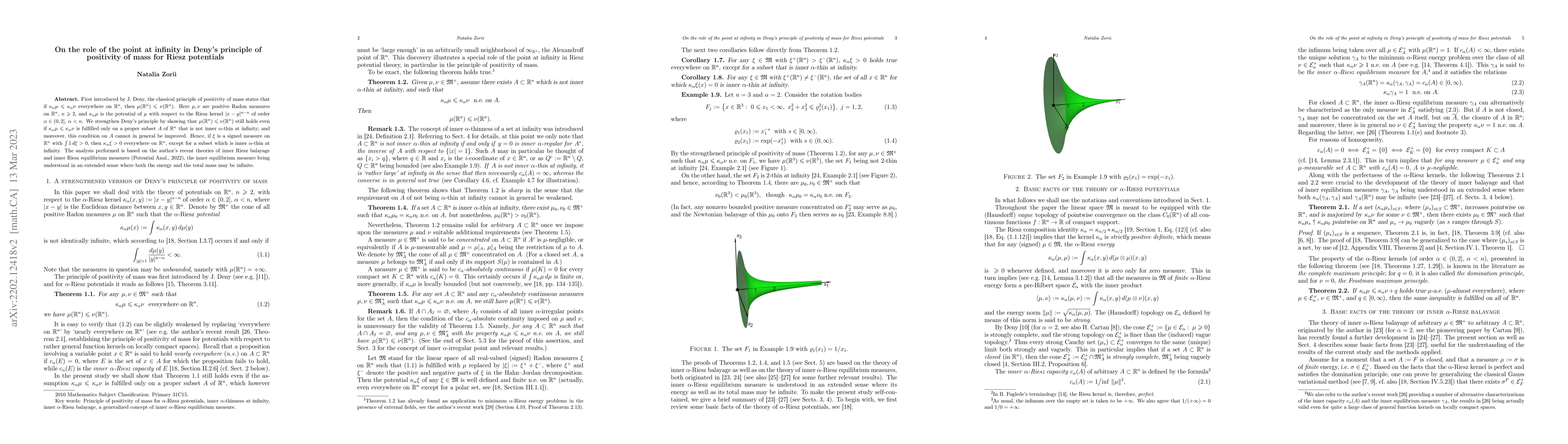 Thumbnail for On the role of the point at infinity in Deny's principle of positivity
  of mass for Riesz potentials