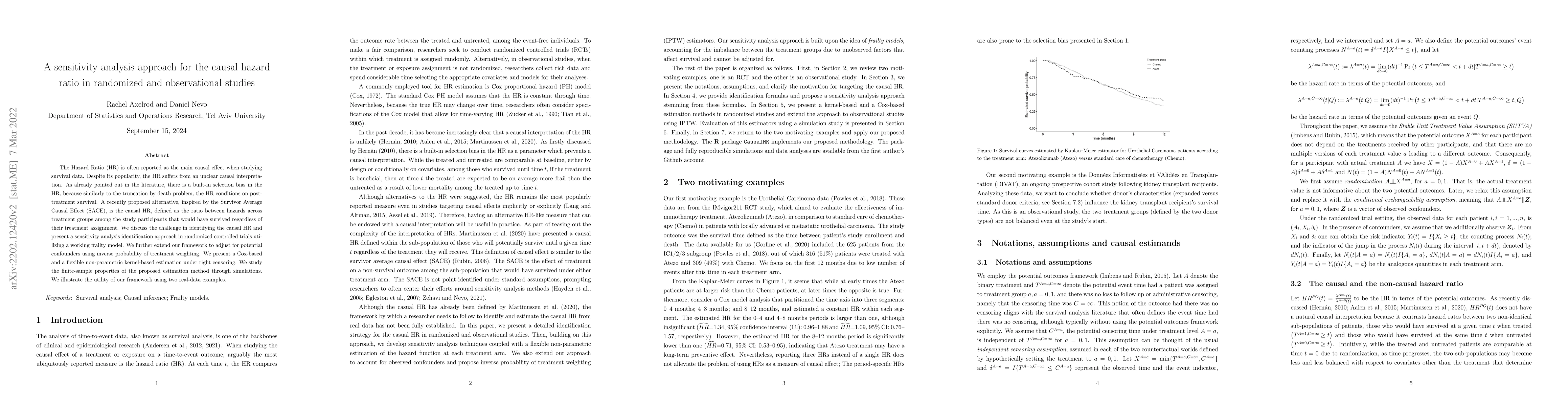 Thumbnail for A sensitivity analysis approach for the causal hazard ratio in
  randomized and observational studies