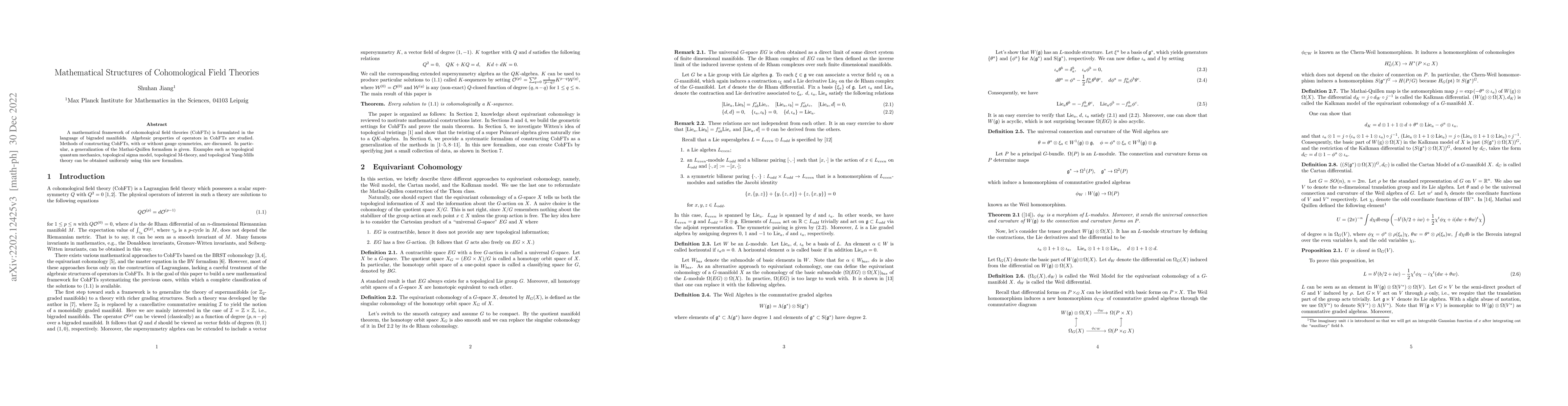 Thumbnail for Mathematical structures of cohomological field theories