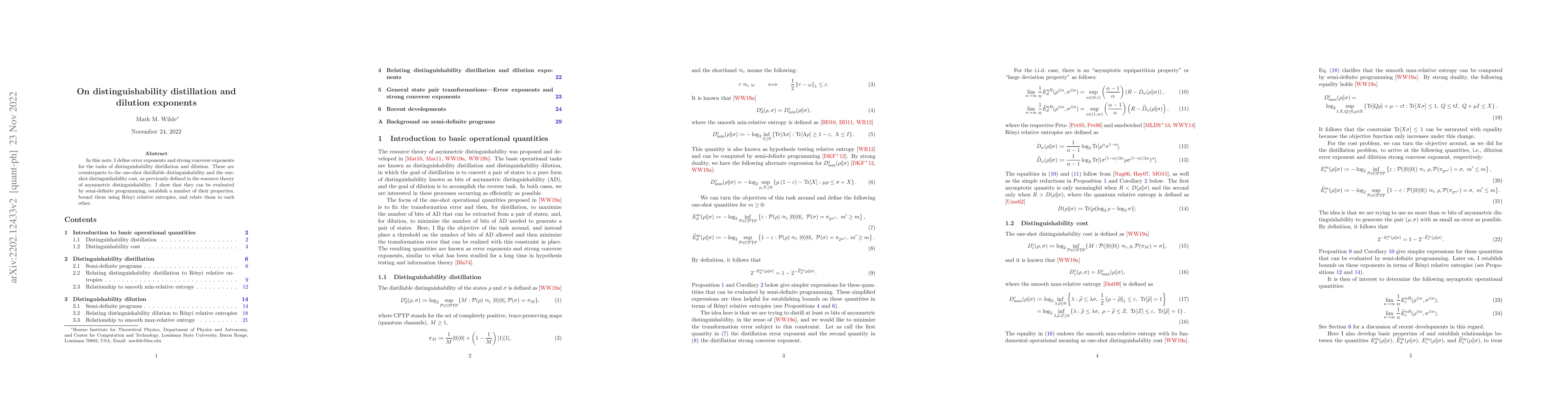 Thumbnail for On distinguishability distillation and dilution exponents