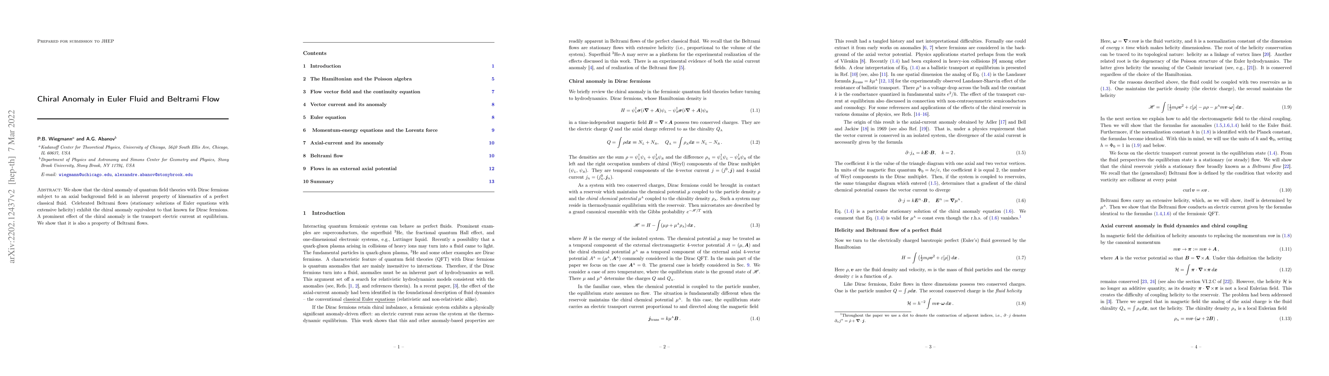 Thumbnail for Chiral Anomaly in Euler Fluid and Beltrami Flow