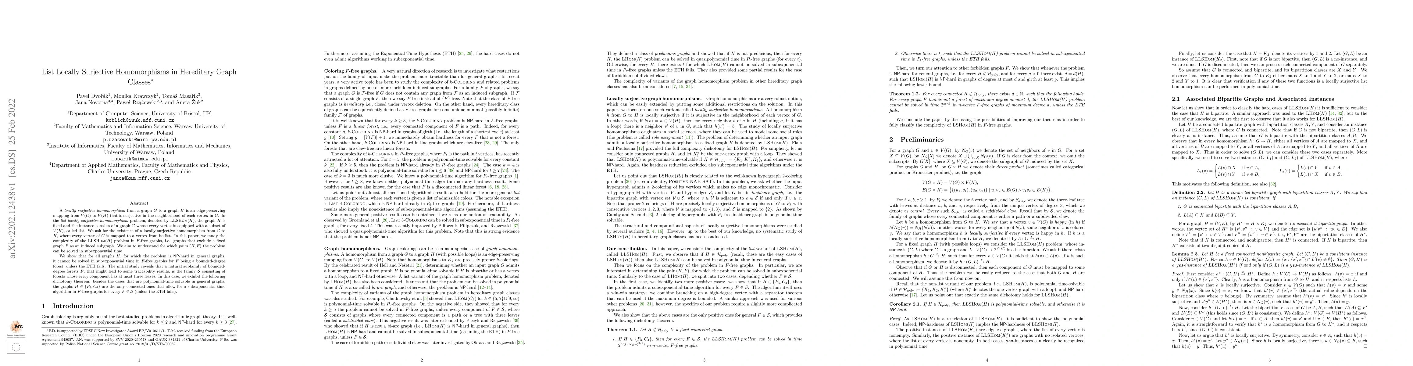 Thumbnail for List Locally Surjective Homomorphisms in Hereditary Graph Classes
