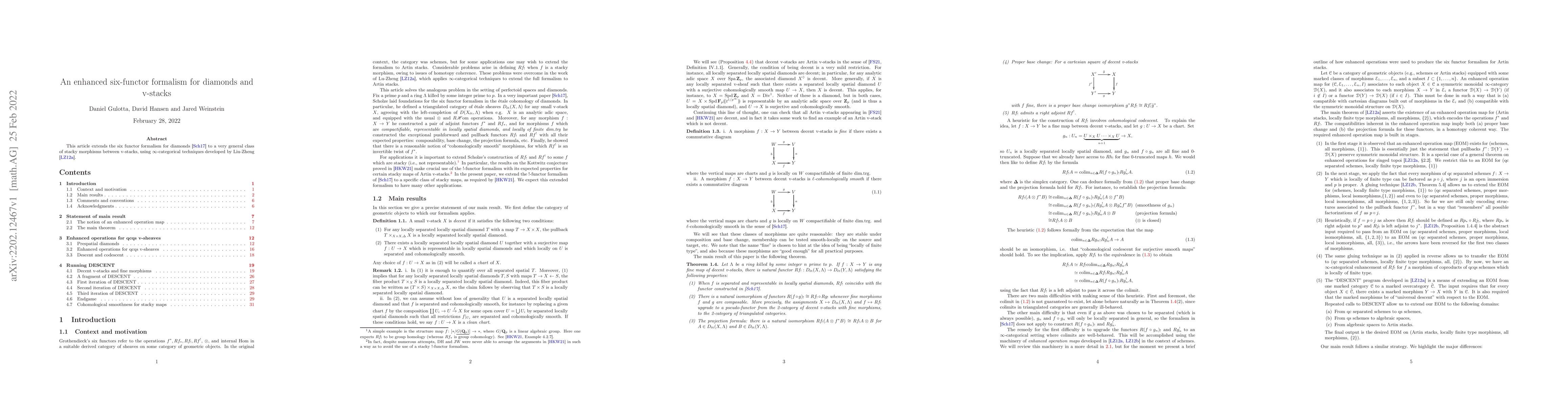Thumbnail for An enhanced six-functor formalism for diamonds and v-stacks
