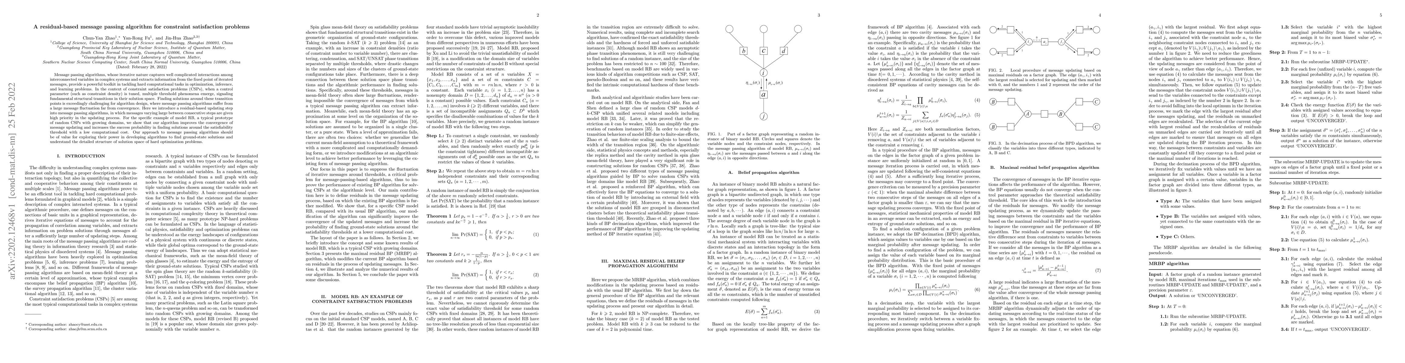 Thumbnail for A residual-based message passing algorithm for constraint satisfaction
  problems