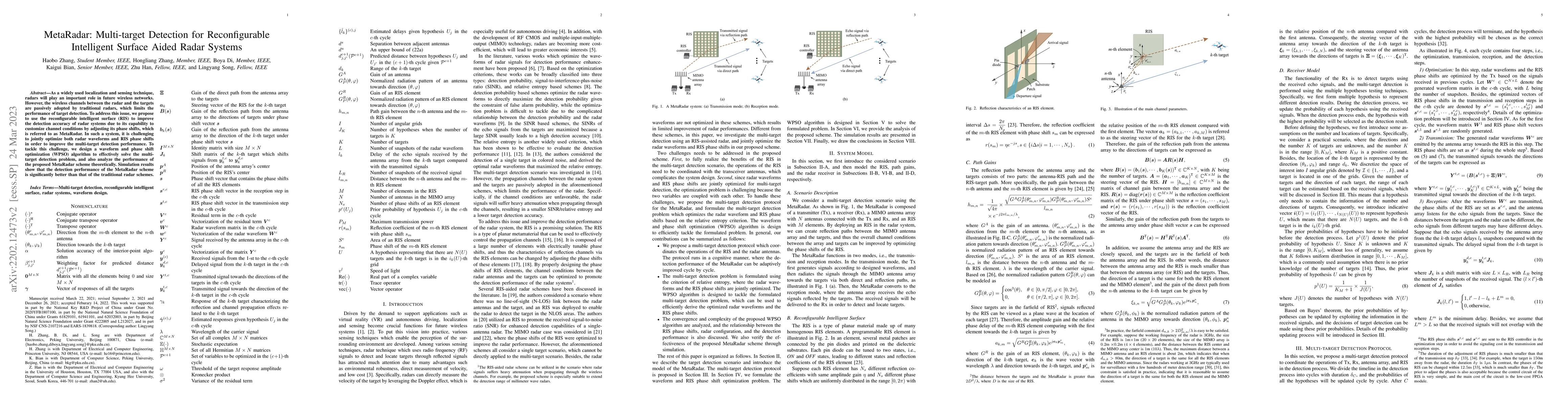 Thumbnail for MetaRadar: Multi-target Detection for Reconfigurable Intelligent Surface
  Aided Radar Systems
