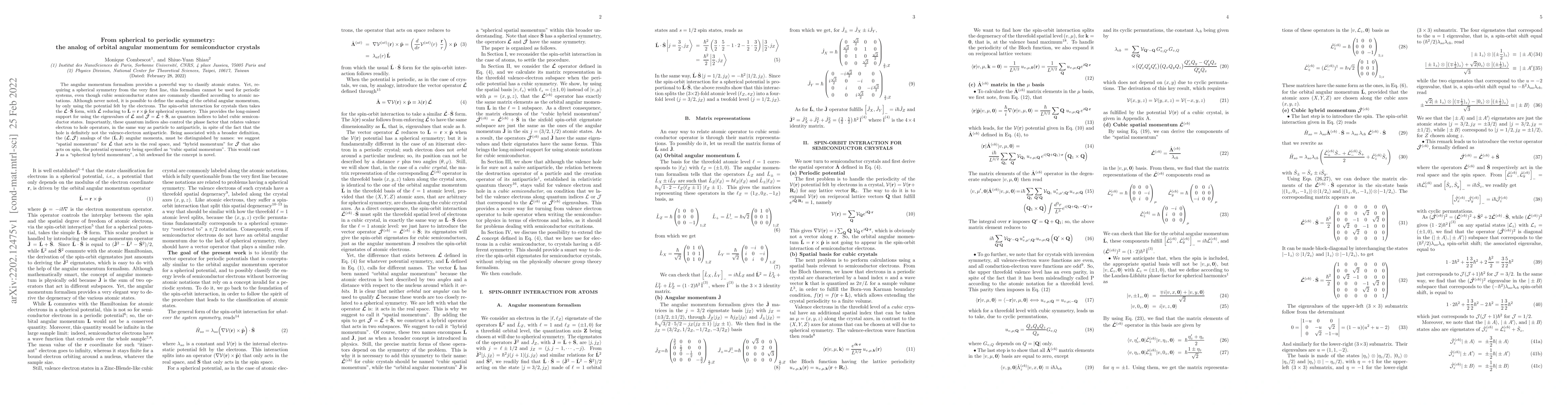 Thumbnail for From spherical to periodic symmetry: the analog of orbital angular
  momentum for semiconductor crystals