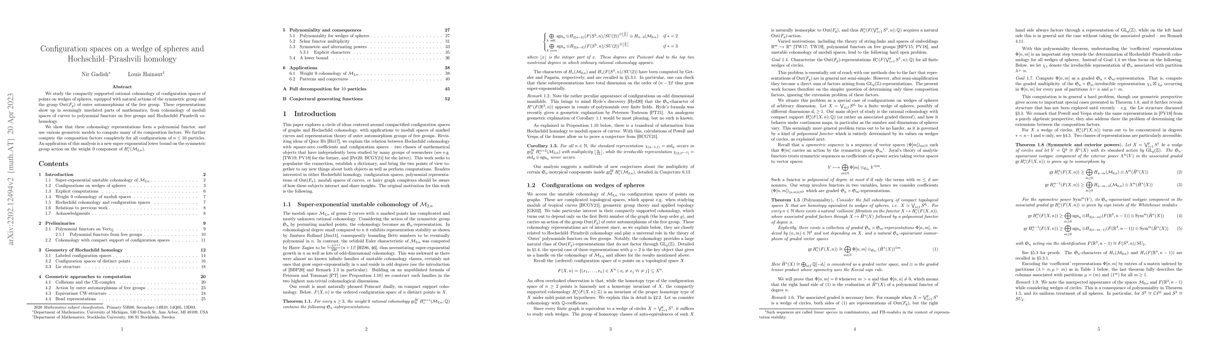 Thumbnail for Configuration spaces on a wedge of spheres and Hochschild-Pirashvili
  homology