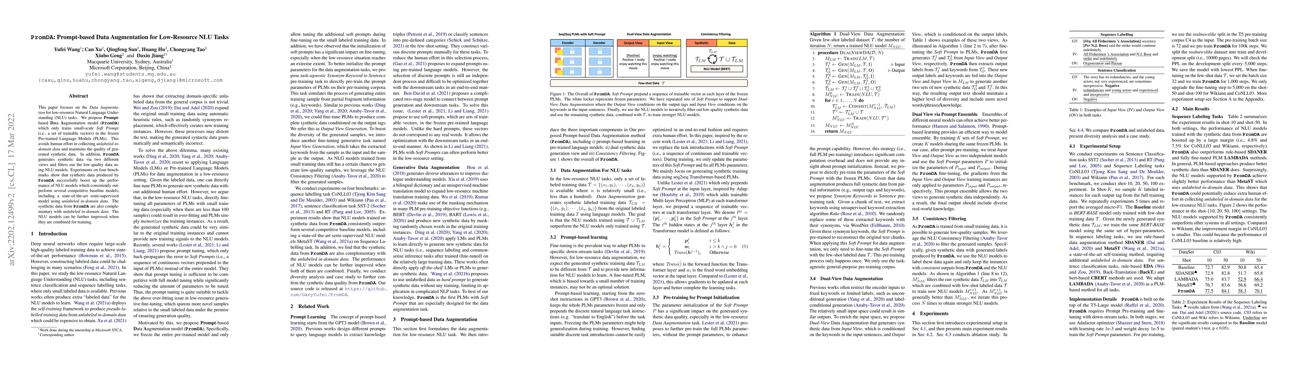 Thumbnail for PromDA: Prompt-based Data Augmentation for Low-Resource NLU Tasks