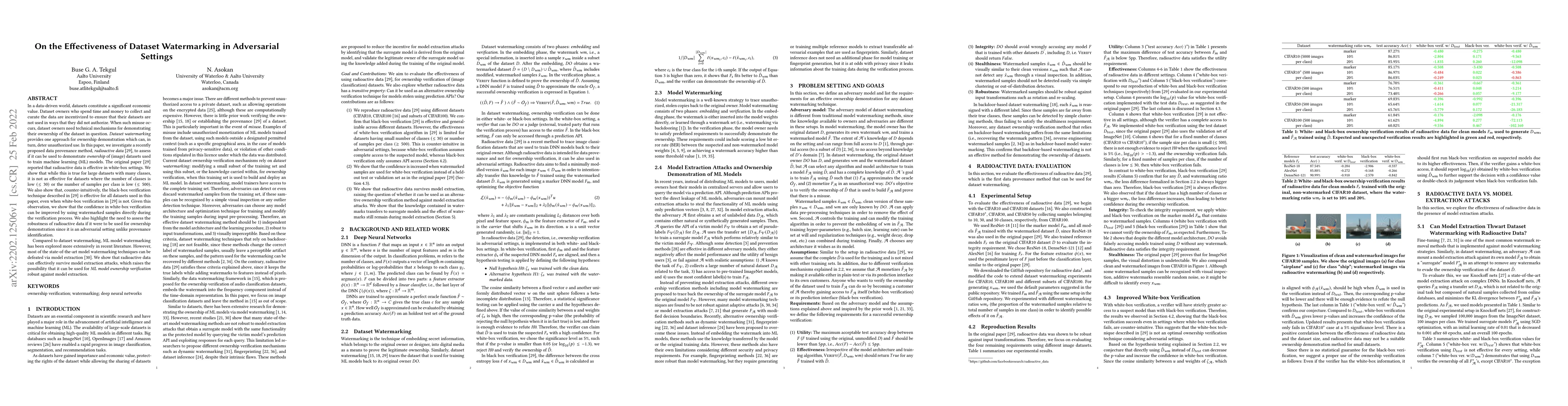Thumbnail for On the Effectiveness of Dataset Watermarking in Adversarial Settings