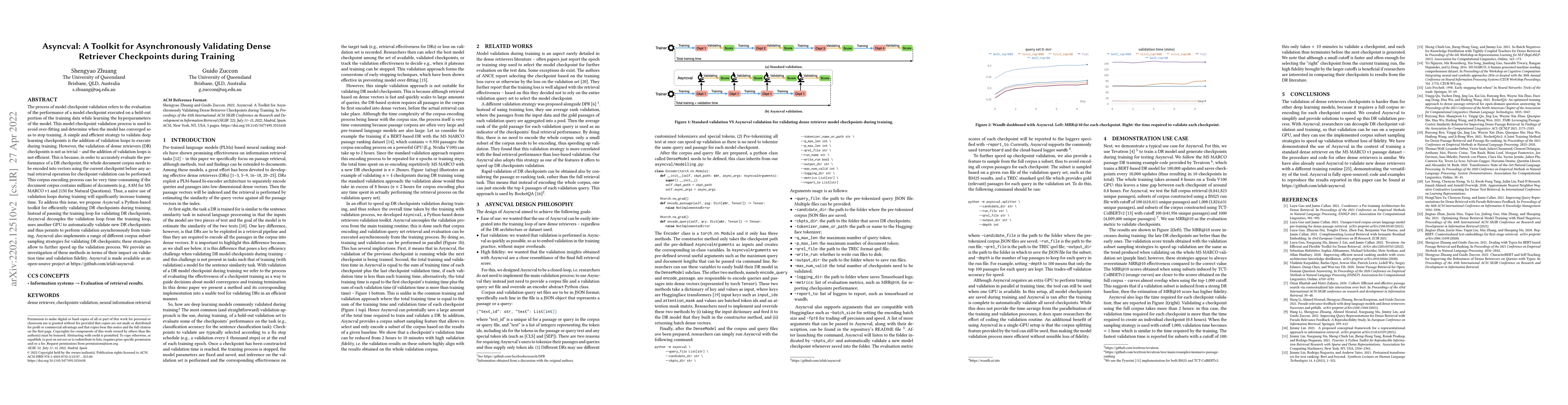 Thumbnail for Asyncval: A Toolkit for Asynchronously Validating Dense Retriever
  Checkpoints during Training