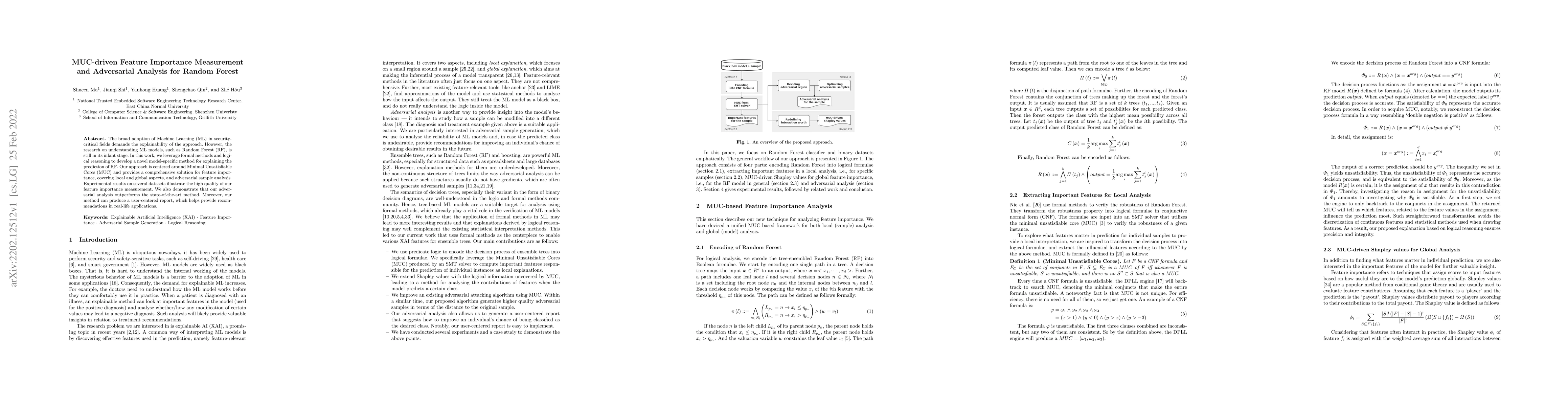 Thumbnail for MUC-driven Feature Importance Measurement and Adversarial Analysis for
  Random Forest